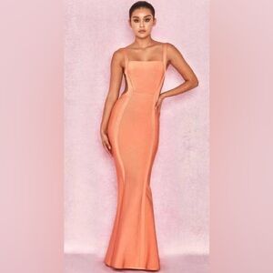 House of CB OPHELIA Tangerine Backless Maxi Bandage Dress
